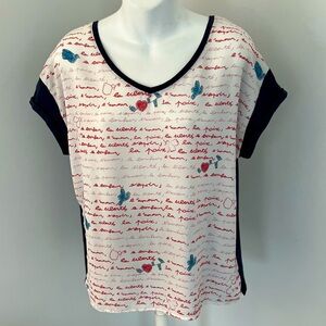 Made In Sens French Brand Graphic Top Size Medium